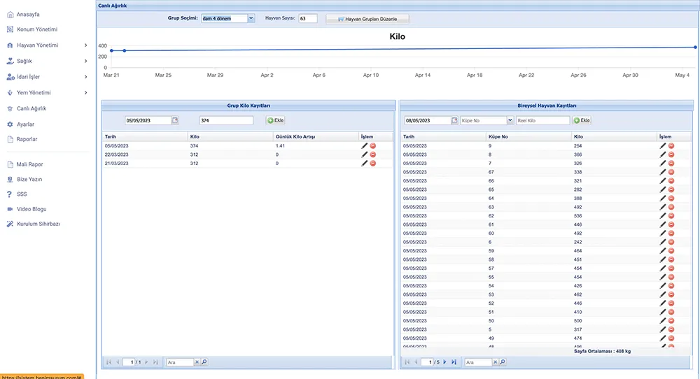 Livestock Scale Program Web Screenshot 1