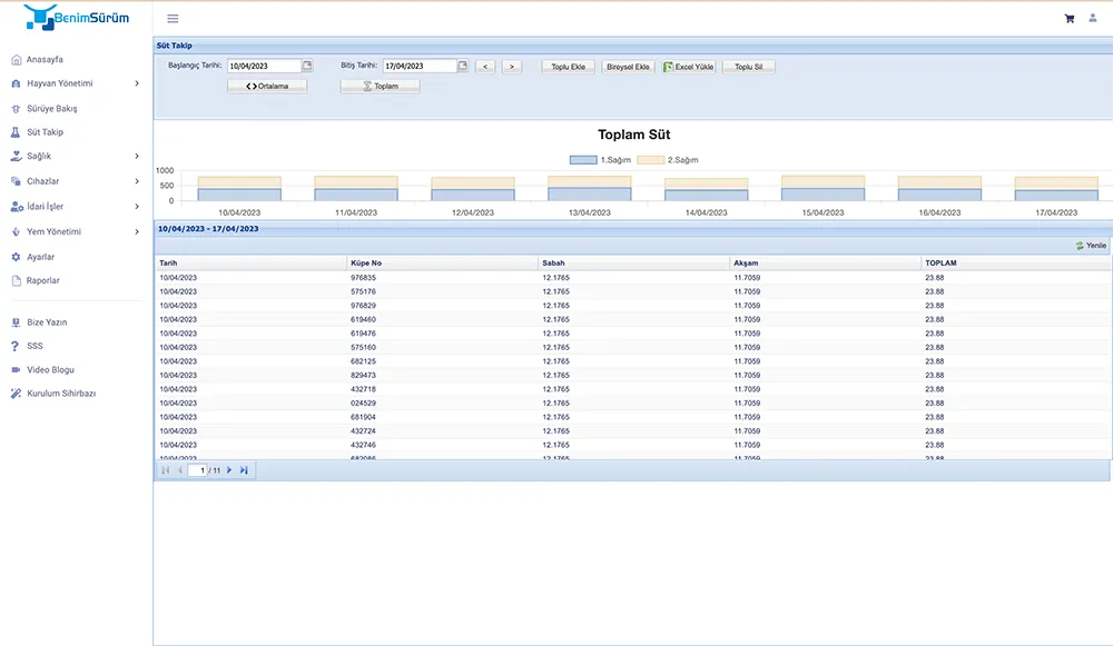 Milk Monitoring Program Web Screenshot 1