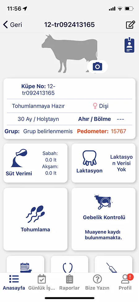 Captura de pantalla móvil del programa de ganado lechero 4