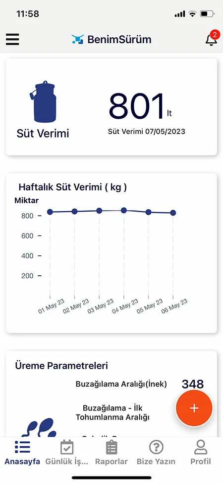 Captura de Pantalla Móvil del Programa de Monitoreo de Leche 4