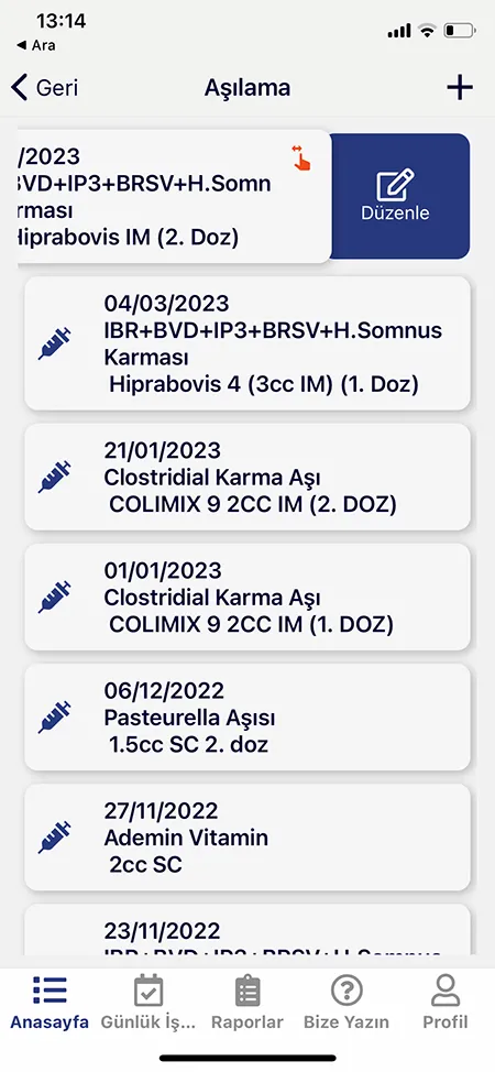 Мобильный экран программы здоровья стада 6